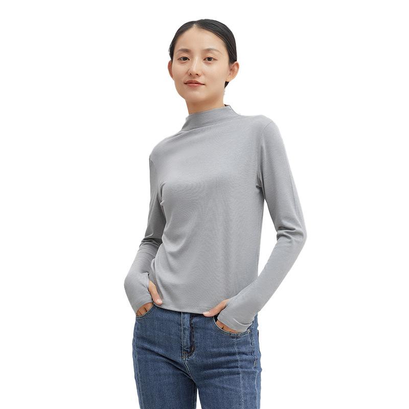 カットソー レディース 2WAYネック ウール混紡 あったかインナー トップス 秋冬 白 ホワイト 月光グレー カーキ ブラック M L XL 通勤 高ストレッチ