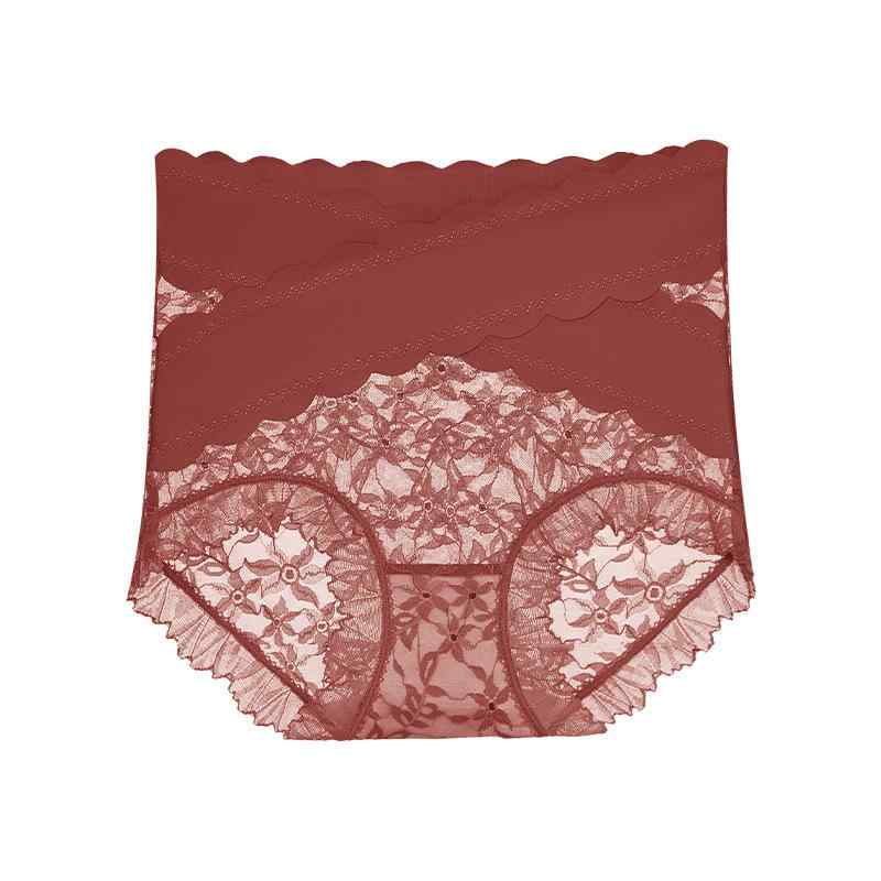 ショーツ レディース 女性用 高腰 レース 小花柄 クロス 通気 伸縮性 吸湿性 ブラック ベージュ ピンク..
