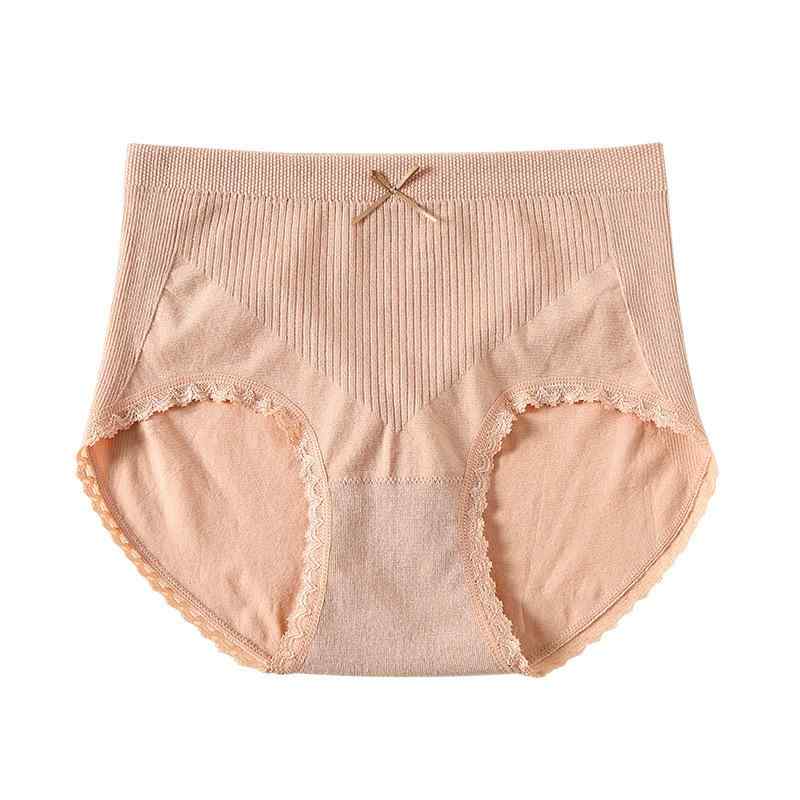 パンツ レディース 女性用 下着 かわいい 秋冬 綿 混紡 無縫製 シームレス ショーツ 中間ウエスト ウエストニッパー ヒップアップ 通気性 ピンク系(x3)