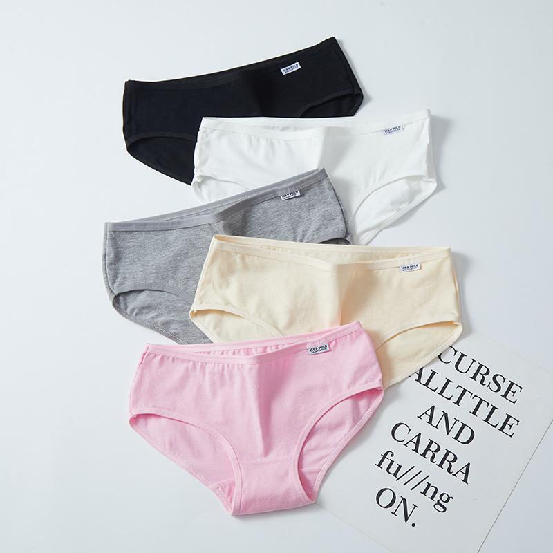 ショーツ レディース 女性用 中間ウエスト スタンダード 綿 通気性 無地 白/グレー/黒/ベージュ/青/赤/..