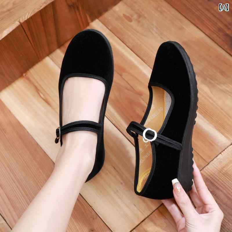 古い 北京 布 靴 ポリウレタン 平と 世代の 柔らかい 底 滑り止め 作業 靴 ホテルの マナー 靴 黒 広場..