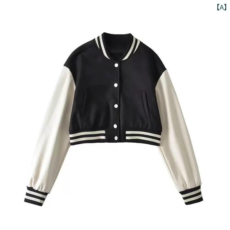 2025 クロスボーダー 春秋 アマゾン レディース ソリッドカラー ジャケット シングルブレスト 野球 ユニフォーム スポーツ コート ジャケット
