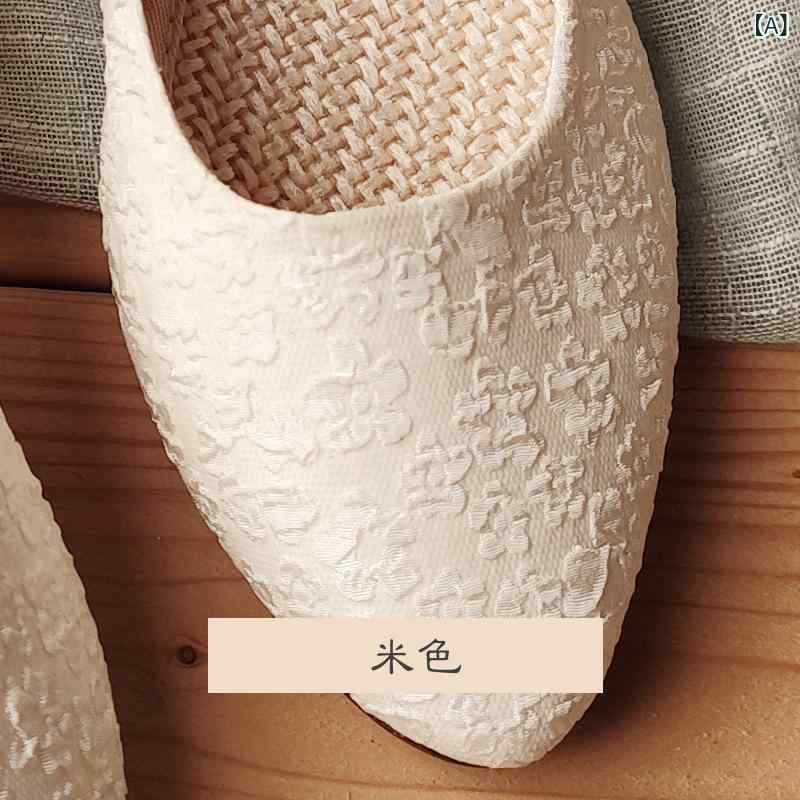 楽天ブリルビ2025 春夏新 商品の 花の 先の 通気性の 布の 靴の 女性 復古 風の ぺたんこの 快適 牛の 筋肉の 底の 女性 靴