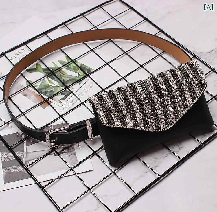 優雅な すみずみ ドリルの ベルト 式の カバンの 女性 ベルト ウエスト バッグ 範は 黒 飾ります(x3)