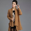 カーディガン レディース ファータッチ ニットカーディガン コート アウター ゆったり 暖かい 秋冬 婦人服 長袖 紺色 キャメル(x2)