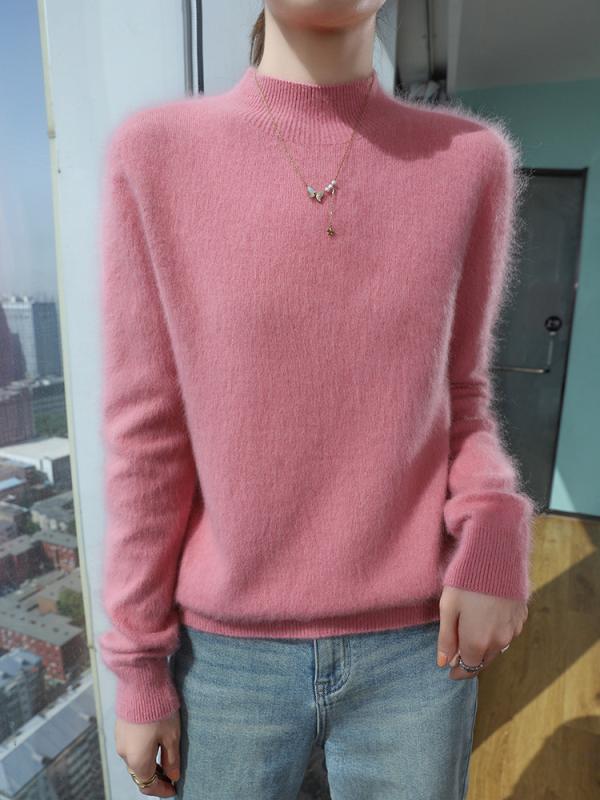 ニット レディース 貂绒 セーター 秋冬 トップス ハーフネック プルオーバー ゆったり チュニック 羊毛..