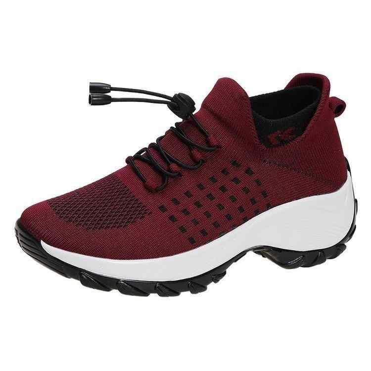 スニーカー レディース 大きいサイズ アウトドア 35-43 伸縮性 ゴム 運動靴 スポーツシューズ 春夏 秋 赤 緑 黒