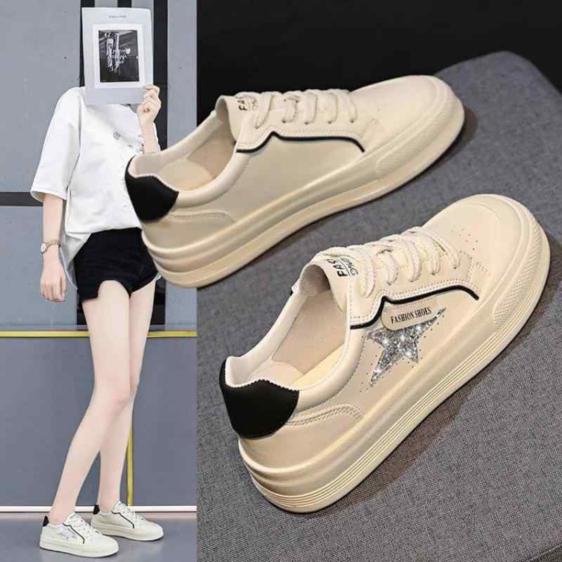 スニーカー レディース 厚底 婦人靴 キャンバス スポーティ カジュアル シンプル 春夏 秋冬 軽量 快適 普段使い 米色 米绿色 米黒