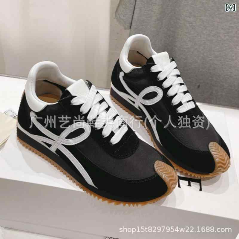 スニーカー レディース メンズ 革 レトロ 配色 ワッフル アガンシューズ 厚底 スポーツシューズ ランニ..