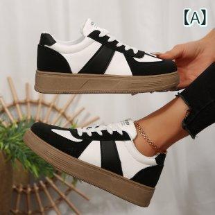 スニーカー レディース 婦人靴 レトロ カジュアル フラット ローカット 運動靴 ラバーソール 黒 ブラック 赤 レッド 快適 歩きやすい 普段使い アウトドア(4)