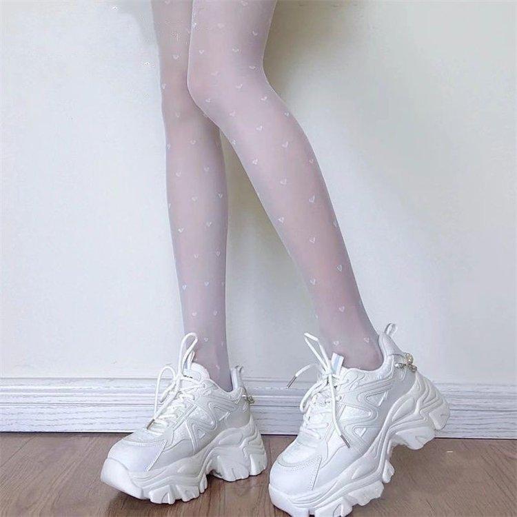 スニーカー レディース 厚底 スニーカー パールチェーン ダッドスニーカー 春秋 ローカット 婦人靴 歩きやすい 普段使い 美脚効果 通気性 アイボリー(x10)