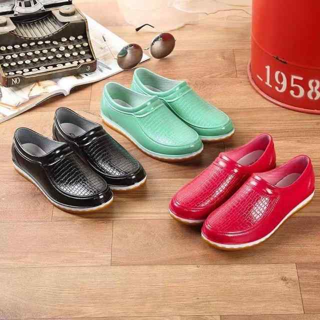 楽天ブリルビレインシューズ レディース 女性用 ショート ローカット PVC 防水 滑り止め キッチン 婦人 長靴 赤 黒 緑 ベージュ（x40）