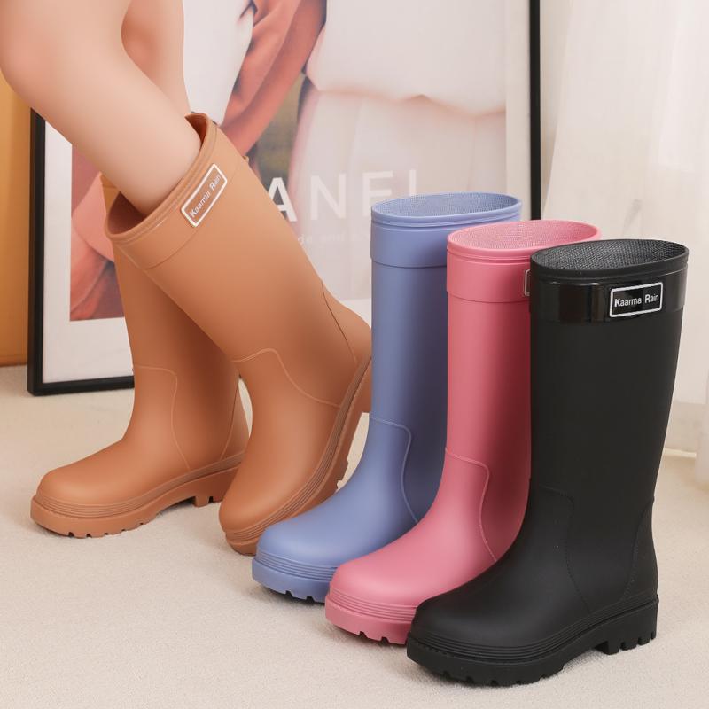 レインブーツ レディース 厚底 PVC 晴雨兼用 長靴 ロングブーツ 防水 撥水 防滑 通勤 旅行 かわいい おしゃれ 黒 ピンク系 ブルー
