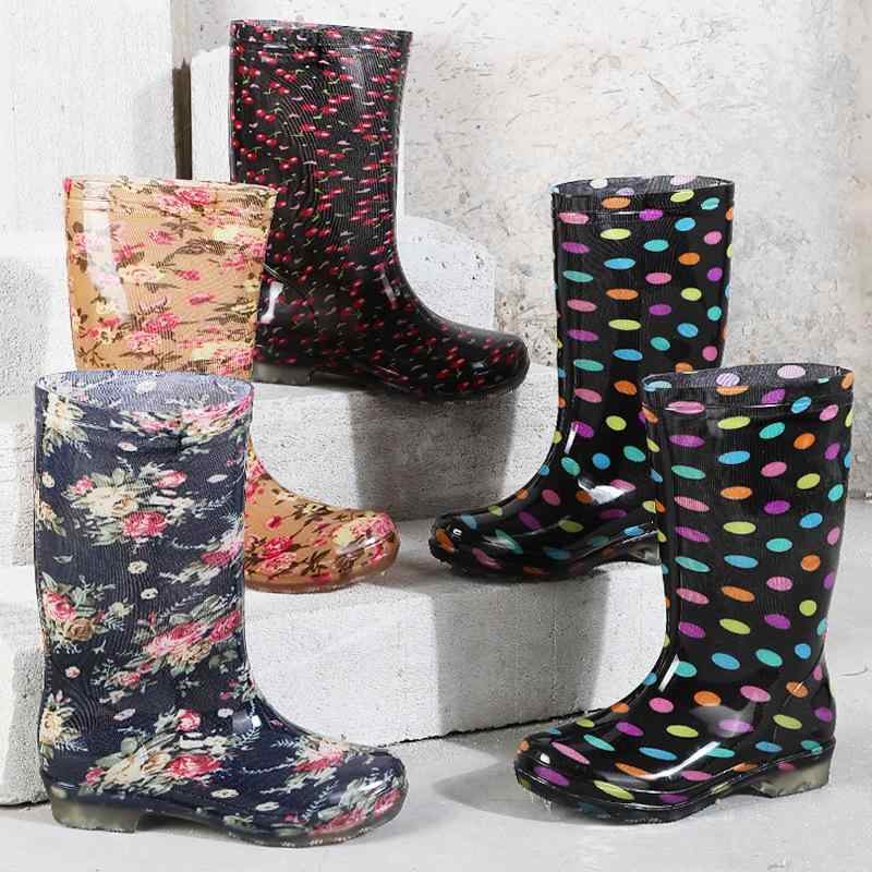レインシューズ レディース 女性用 中筒丈 ミドル丈 迷彩柄 花柄 PVC 防水 撥水 防滑 軽量 ガーデニング 園芸 キッチン 春秋