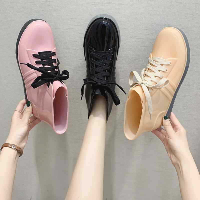 レインシューズ レディース 女性用 中筒 無地 PVC 防水 滑り止め ローヒール アウトドア 雨天 婦人靴 ブラック ピンク系 カーキ 透明