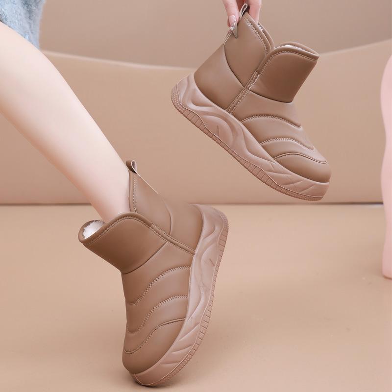 雪地ブーツ レディース 厚底 防水 防寒 保温 ショートブーツ スノーブーツ ラウンドトゥ 黒 ブラック 茶色 ブラウン 普段使い デイリー 秋冬(4)