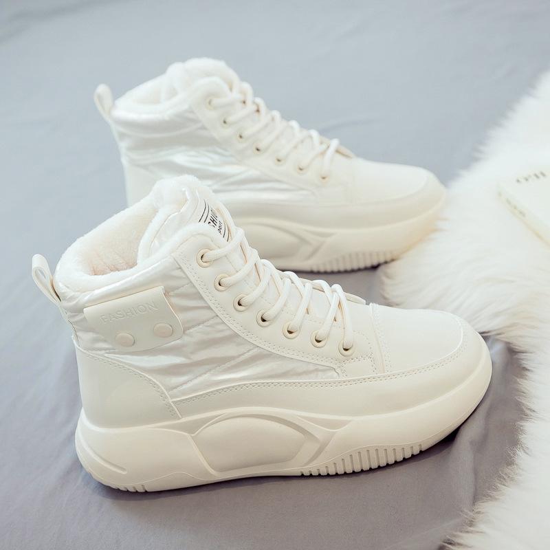 雪地靴 レディース 厚底 フラットヒール 暖かい 防寒 冬季 スノーブーツ ラウンドトゥ 婦人靴 カジュアル ブラック ベージュ