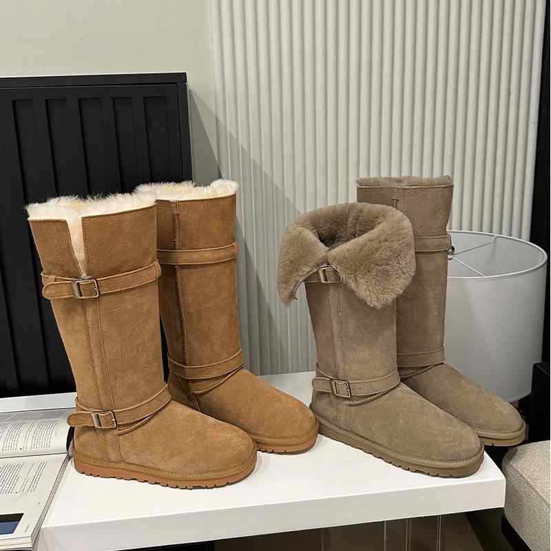 雪地ブーツ レディース 革 2way ミドル丈 シープスキン あったか 防寒 滑り止め ローヒール ラウンドト..