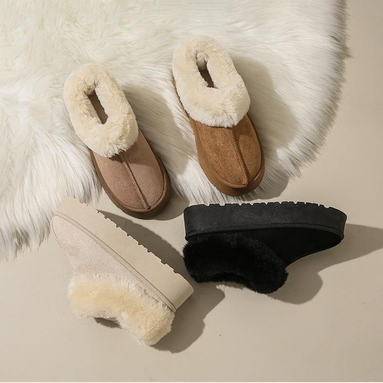 スノーブーツ レディース 厚底 ショートブーツ ボア あったか ラウンドトゥ スリッポン カジュアル 秋冬 キャメル ベージュ ブラック アイボリー(4)