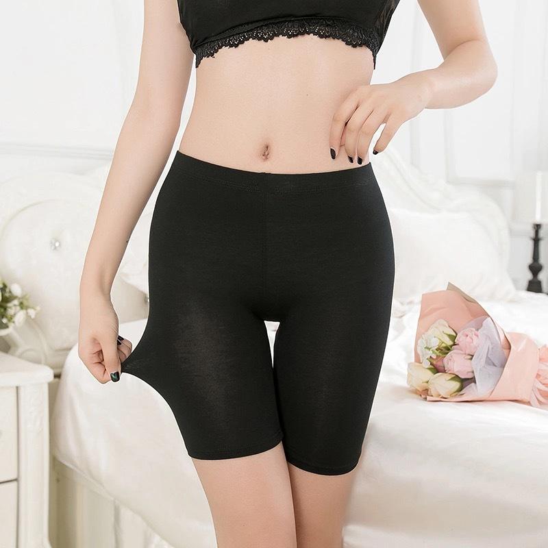 レディース インナー ショーツ パンツ スパッツ モダール ニット 中ウエスト 無地 黒 白 グレー ベージュ M L XL 2XL 3XL 4XL 伸縮性 通気性 吸湿性(x2)