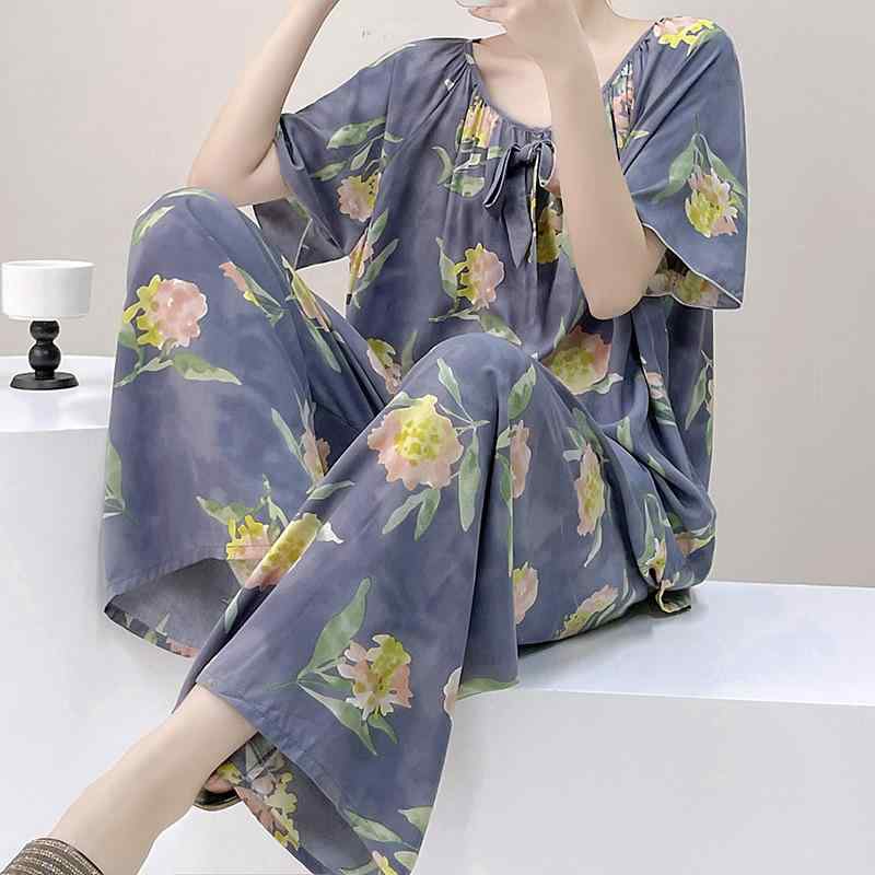 パジャマ レディース 春夏 薄手 半袖 長ズボン 上下セット 綿 接触冷感 ルームウェア 部屋着 寝間着 涼しい かわいい おしゃれ 冷感 快適 通気性 ピンク系(x3)