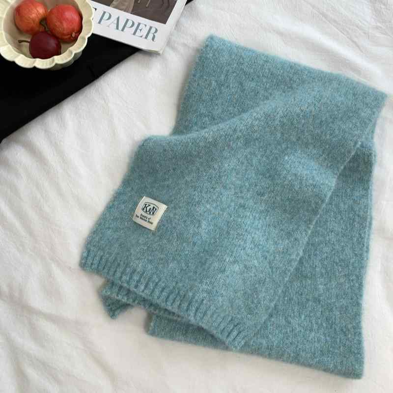マフラー ストール 秋冬 防寒 保温 学生 カップル 親子 無地 湖グリーン 韓国風 やわらか カシミヤタッチ