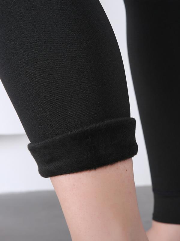 レギンス レディース 大きいサイズ 秋冬 厚手 裏起毛 あったか スパッツ 高伸縮 10分丈 ポリエステル 黒 無地