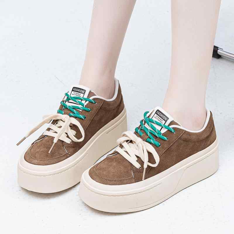 スニーカー レディース 厚底 レースアップ レザー 革 衝撃吸収 ラウンドトゥ ローカット ワインレッド ブラック ブラウン 春夏 秋冬 普段使い デイリー