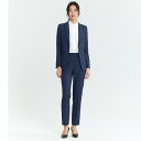 スーツ レディース テーラードジャケット パンツ セットアップ スリムフィット ストレート 紺色 ネイビー ポリエステル 粘胶 通勤 オフィス ビジネス フォーマル 面接