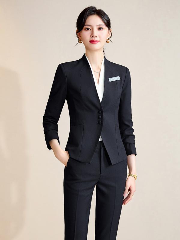 スーツ レディース 春秋 TR面料 テーラード 長袖 無地 OL オフィス ビジネス フォーマル リクルート 通勤 洗える 3点セット 4点セット パンツ スカート 藏青 黒 グレー