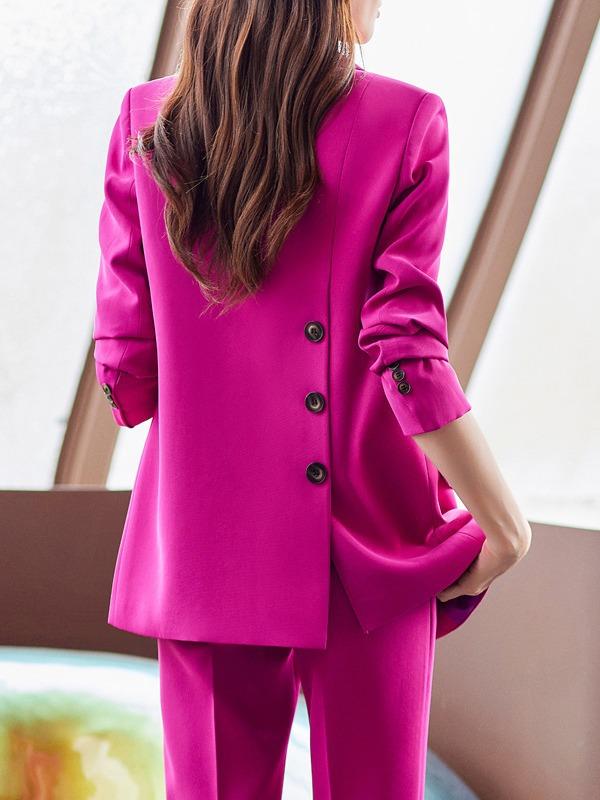 スーツ レディース 春秋 テーラードジャケット パンツスーツ スカートスーツ セットアップ ポリエステル エレガント ブラウン レッド ブラック S M L XL 2XL 3XL 4XL