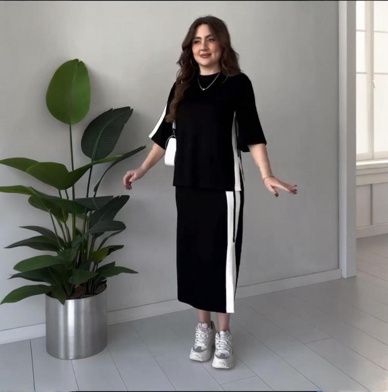 セットアップ レディース ラウンドネック 無地 ワイドレッグパンツ ポリエステル 藏青 紺色 通勤 エレガント オリーブ色 5分袖 トップス ボトムス 春夏