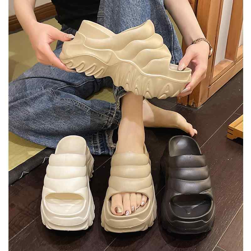 サンダル レディース 厚底 10cm EVA カジュアル スリッパ 黒 白 シルバー ローズゴールド