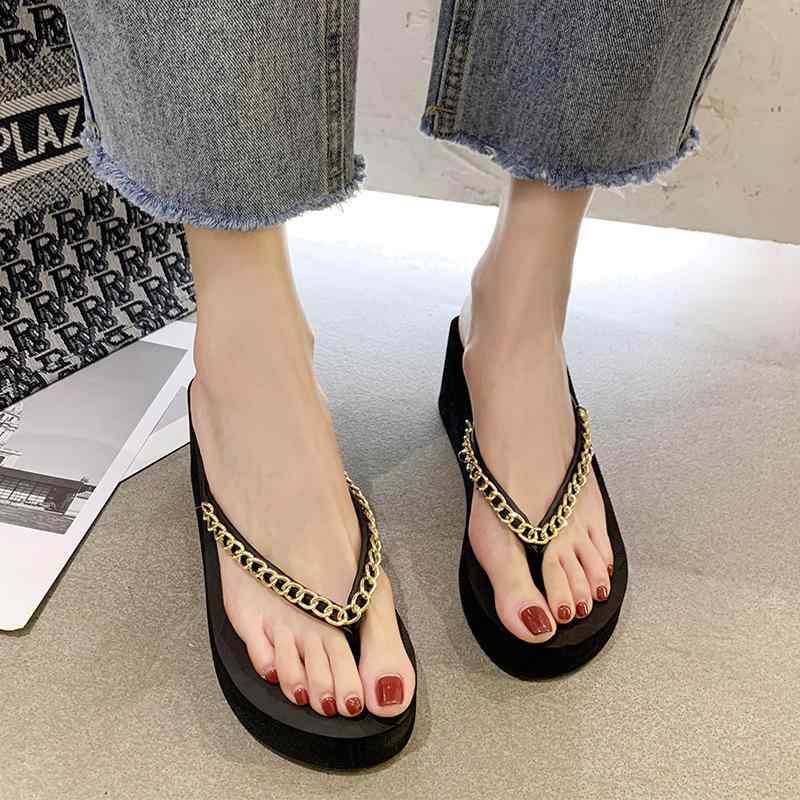 ビーチサンダル レディース 厚底 サンダル 風 カジュアル ゴールデン ブラック アクリル レース 春夏(x2)