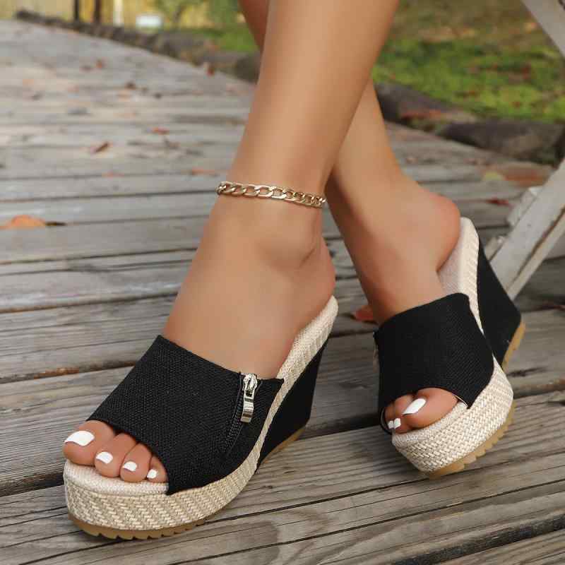 サンダル レディース 厚底 魚口 疲れにくい スリッパ ビーチサンダル 歩きやすい 滑り止め ウェッジソール 黒