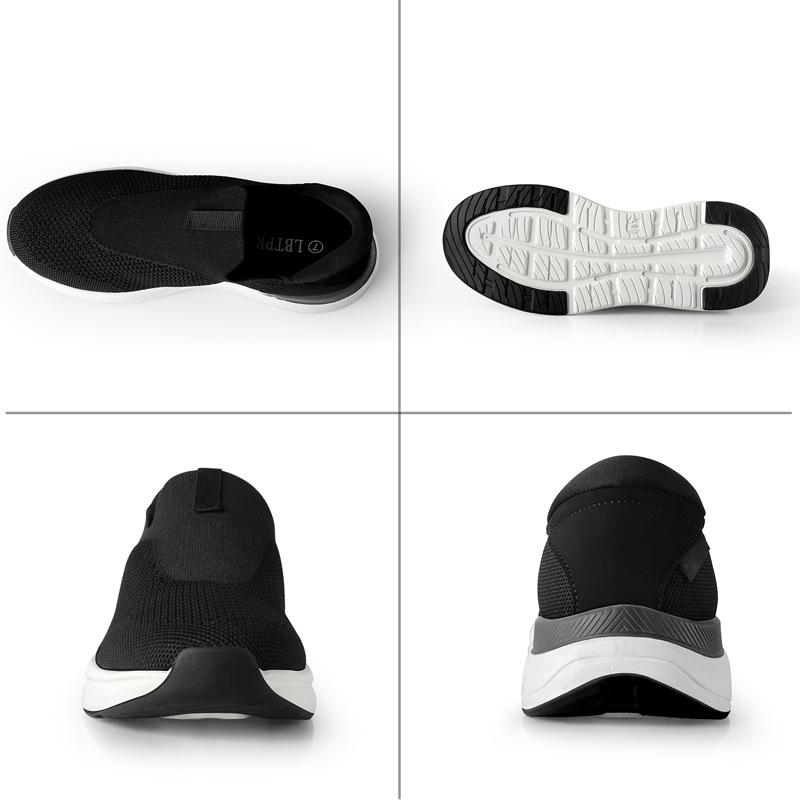 スニーカー レディース 婦人靴 スリッポン 軽量 通気性 メッシュ 柔らかい 衝撃吸収 ローヒール ラウンドトゥ カジュアル ブラック 春