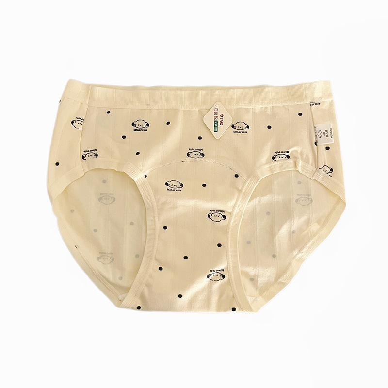 レディース ショーツ 綿 中間ウエスト 無地 通気性 インナー 女性 下着 パンツ 快適 かわいい ドッグ柄..