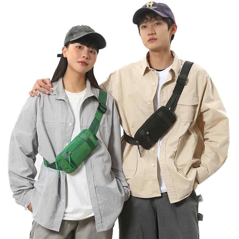 ボディバッグ 男性用 スマホ用ポケット付き スポーツ ランニング ジョギング 街頭スタイル 撥水 ナイロン製 ブラック イエロー カーキグリーン