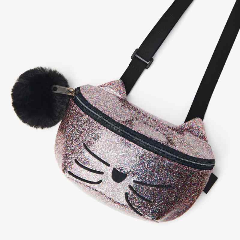 子供用 バッグ キラキラ 猫 ショルダーバッグ ウエストバッグ 2way ポシェット