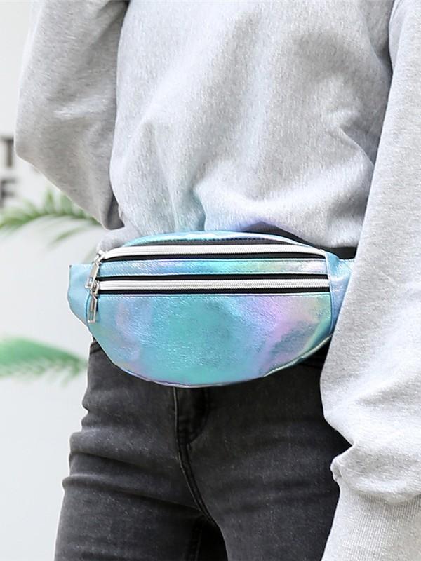 ウエストバッグ レディース ショルダーバッグ スポーティー カジュアル 鞄 パステルカラー PUレザー ファスナー 白 ホワイト 紫 パープル ピンク ブルー