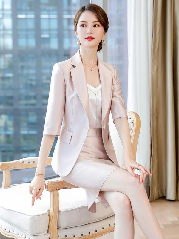 スーツ レディース 春夏 OL 面接 事務服 オフィス ビジネス フォーマル 大きいサイズ 5分袖 ポリエステル 人 就活 女性 セミフレアスカート テーパードパンツ 無地