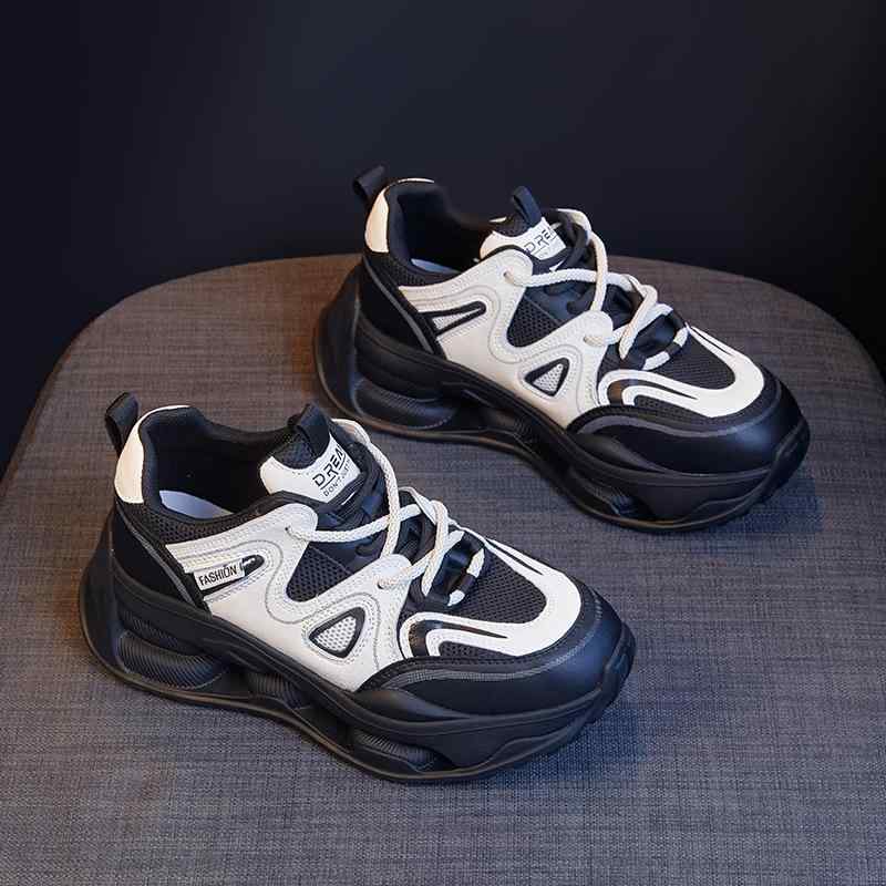 靴 レディース 磁気 振動 フットマッサージャー シューズ 革 厚底 スニーカー メッシュ 黒 ブラック 秋冬