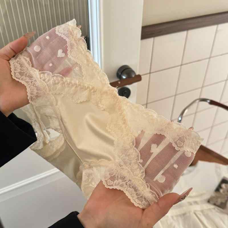 ショーツ レディース 女性用 レース 花柄 切り替え ハート メッシュ シースルー パンツ 無縫製 響かない M L XL ピンク系 ブルー ブラック ベージュ グリーン