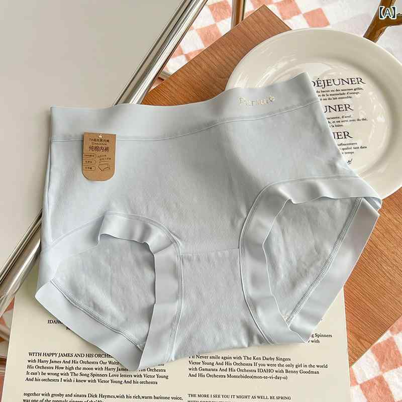 ショーツ レディース 女性用 中高ウエスト 深ばき 綿 包臀 通気 快適 防臭 無地 ブルー ピンク系(x2)