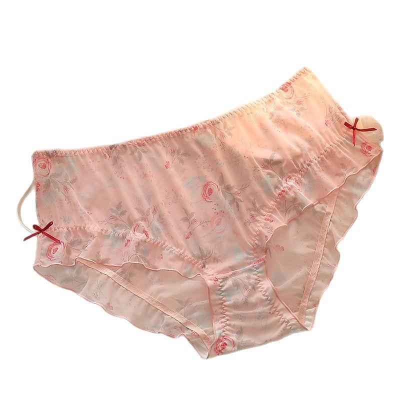 レディース 大きいサイズ ショーツ かわいい 網紗 半透明 セクシー 下着 花柄 切り替え 中ウエスト 通..