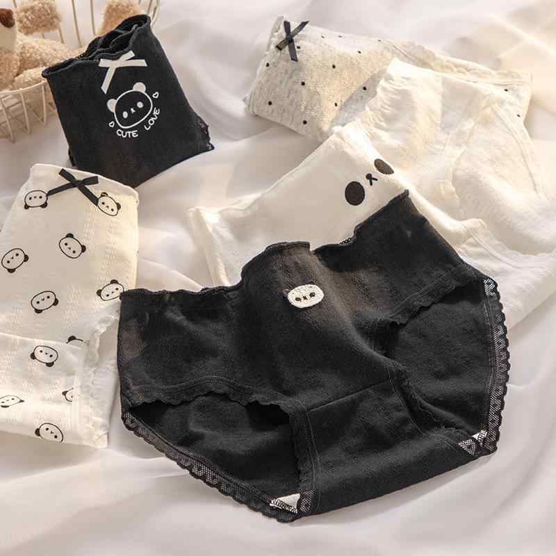 ショーツ レディース 女性用 下着 パンツ コットン 通気性 かわいい テディベア柄 ミドルウエスト ヒッ..