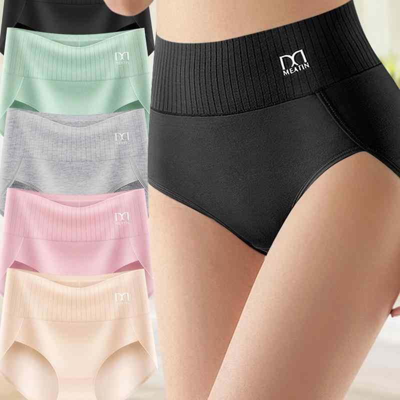 ショーツ レディース 女性用 高腰 綿 混紡 無地 ハイウエスト 深ばき ショーツ ピンク系 グレー