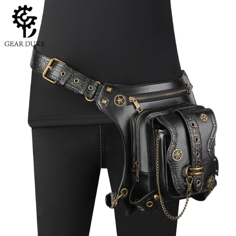 バッグ レディース メンズ 兼用 鞄 ウエストバッグ ショルダーバッグ 斜めがけ PUレザー パンク ロック スタッズ チェーン 普段使い
