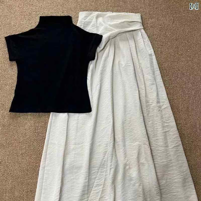 女性用 スーツ 2025 夏 新 韓国 優しい スタイル スリム 半袖 シャツ トップ ハイウエスト スカート