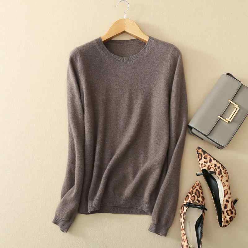 ニット レディース 薄手 セーター 長袖 ウール 無地 プルオーバー ラウンドネック トップス カットソー..